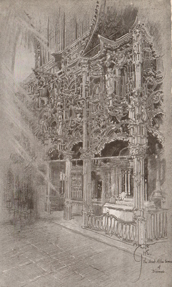 DIXMUDE (DIKSMUIDE) . The Great Jube, or Altar Screen. Belgium 1916 old print
